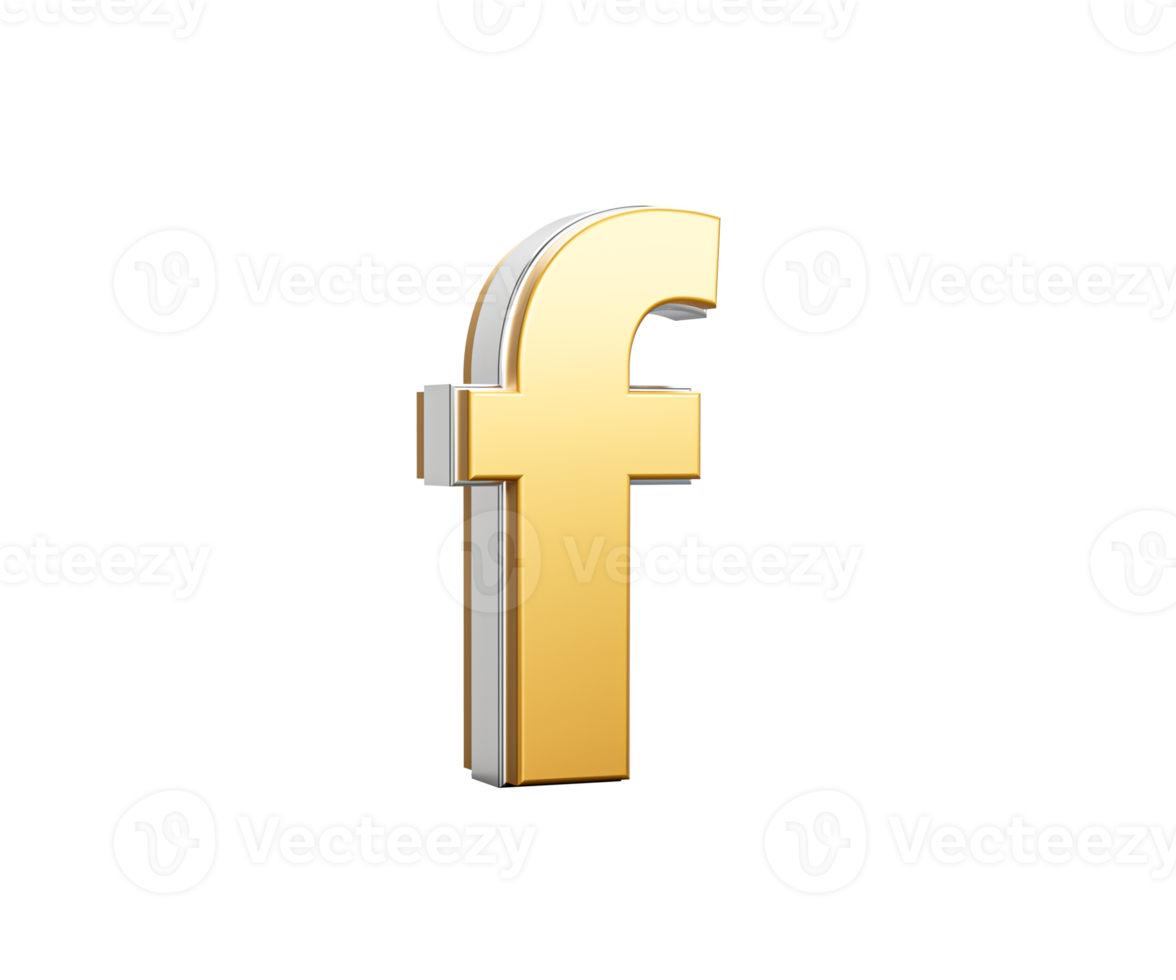 Shiny Golden Small Letter f Gleams With Its Sleek Modern Design With Sharp Edges 3D Illustration png
