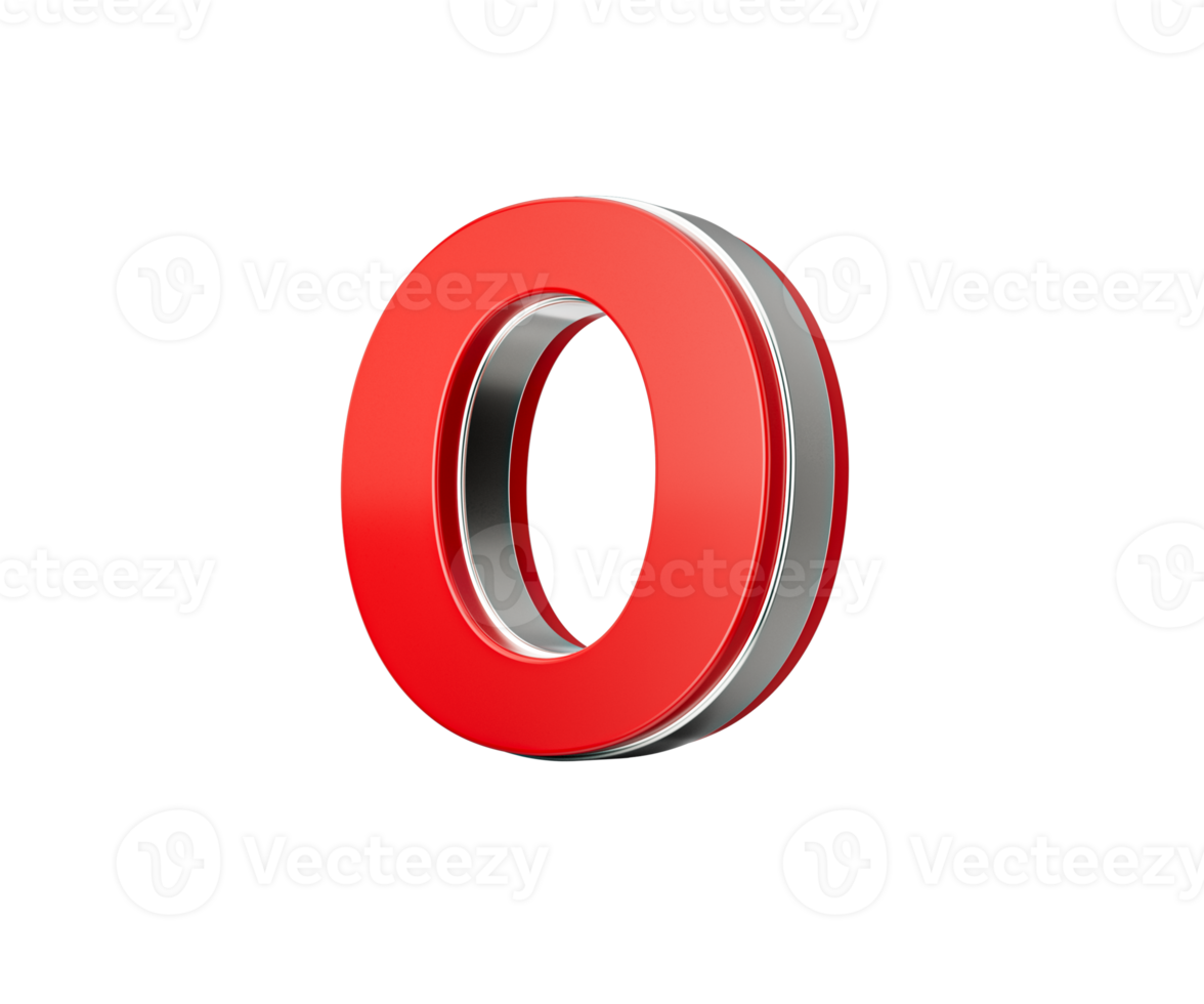 Vibrant Red Capital Letter O Gleams With Its Sleek Design Bold Font With Sharp Edges 3D Illustration png
