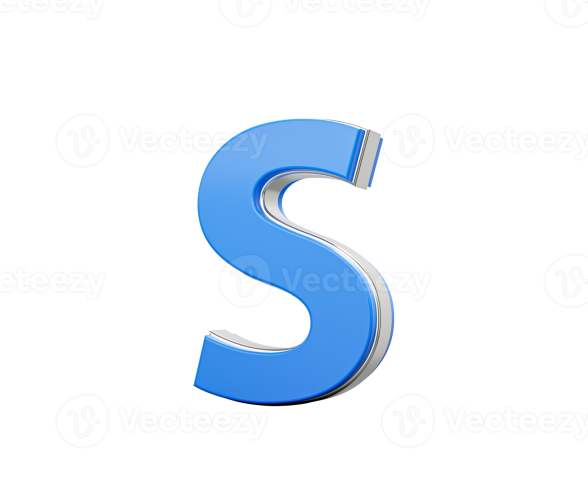 Blue Capital Letter S Gleams With Its Sleek Modern Design Bold Font With Sharp Edges 3D Illustration png