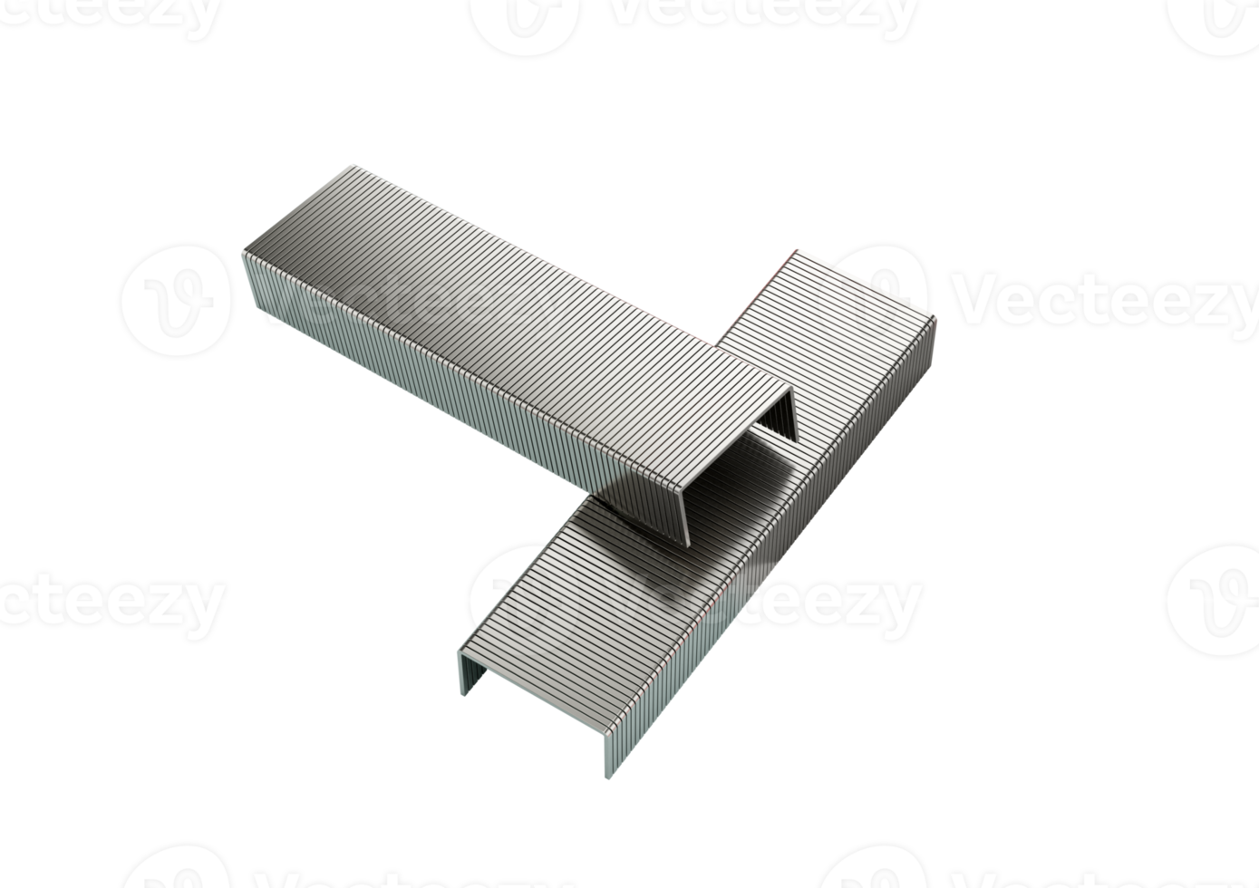 Two Metallic Staple Pins Blocks Bars Rest On A Split Light Blue And Pink 3D Illustration png