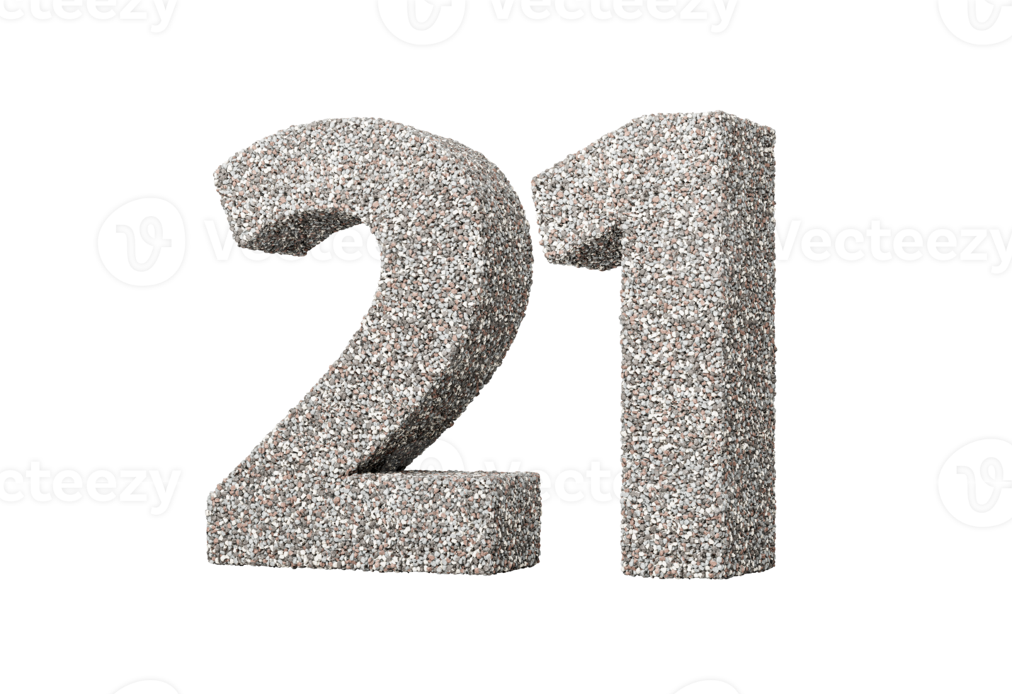 Number Twenty One 21 Digit Made Of Rock Fragments Or Gravels 3d Illustration png