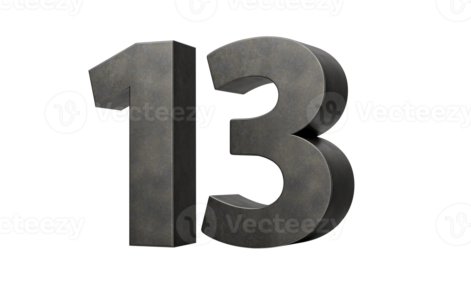 Number thirteen 13 Digit Made Of Gray Smooth Cast Iron 3d Illustration png