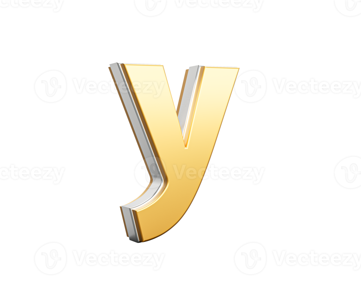 Shiny Golden Small Letter y Gleams With Its Sleek Modern Design With Sharp Edges 3D Illustration png