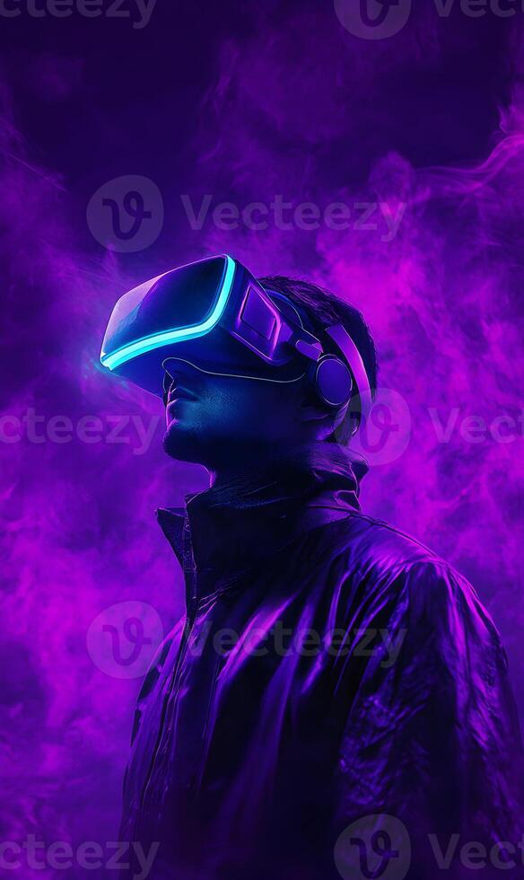 Immersive virtual reality experience enhanced by cutting edge futuristic digital technology photo