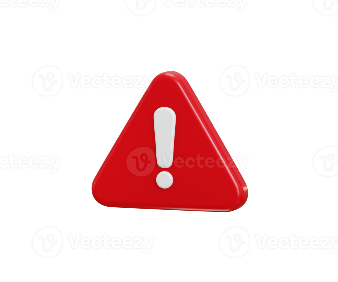 exclamation sign icon 3d render concept of warning or danger risk message alert problem icon illustration png
