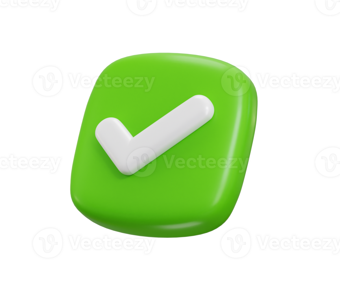 Check mark icon 3d render concept of check list button best choice for right, success, tick, accept, agree on application illustration png