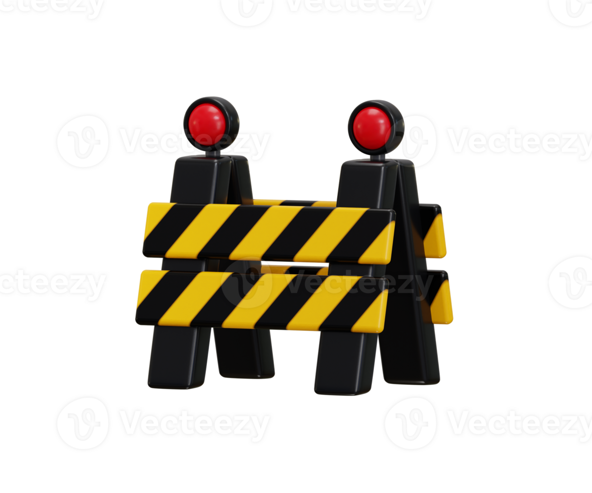 Road safety barrier icon 3d render concept of highway barrier, construction industry tools icon illustration png