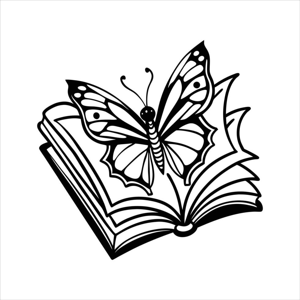 Open book and butterflies flying vector