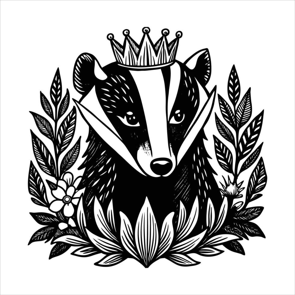 'Honey Badger With Crown vector
