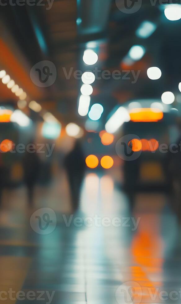 Blurred Motion of People in Public Transport During Rush Hour Showing Urban Life photo