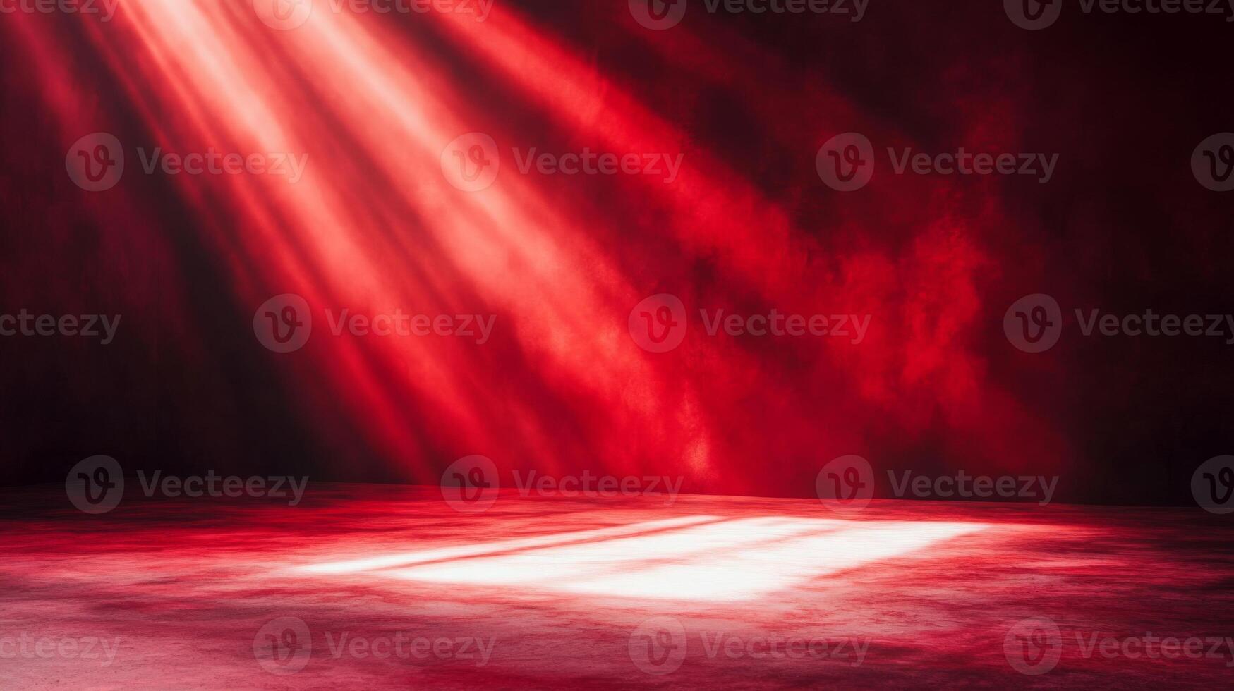 Illuminated Ruby Stage with Mystical Radiance and Ethereal Light Rays Showcasing Drama photo