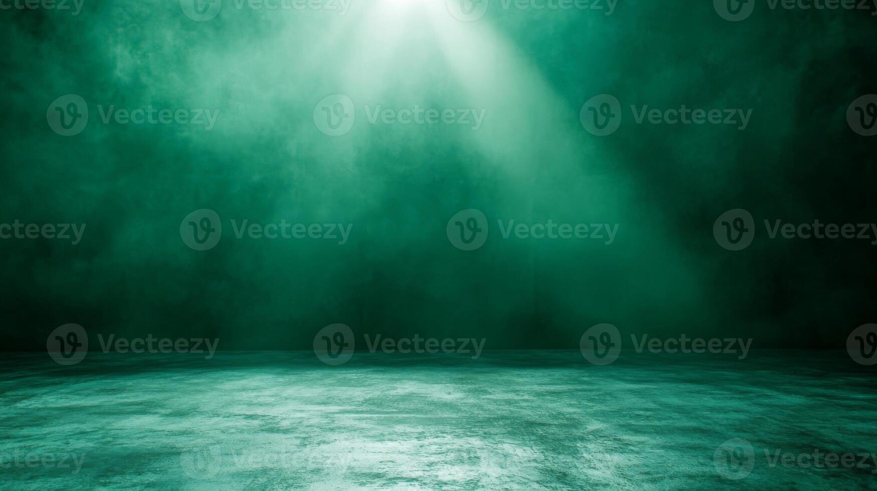 Ethereal emerald backdrop featuring a spotlight beam illuminating a textured plane surface photo
