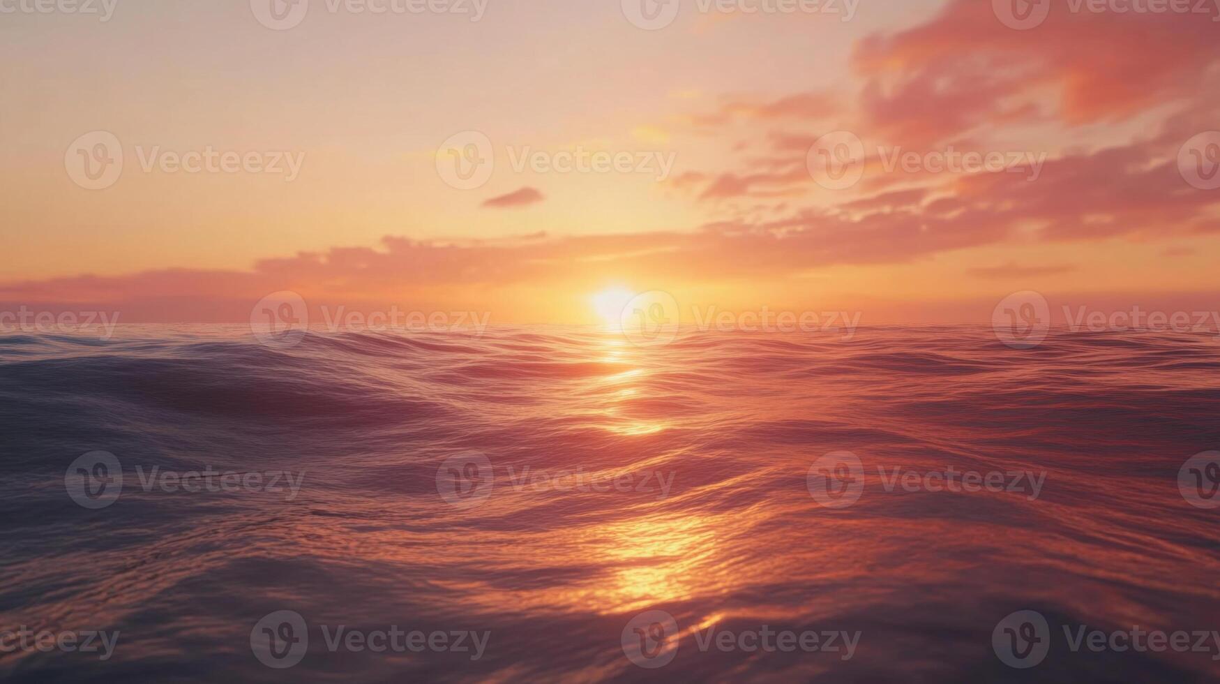 Serene seascape with gentle waves at sunset, a symphony of warm colors painting the sky photo