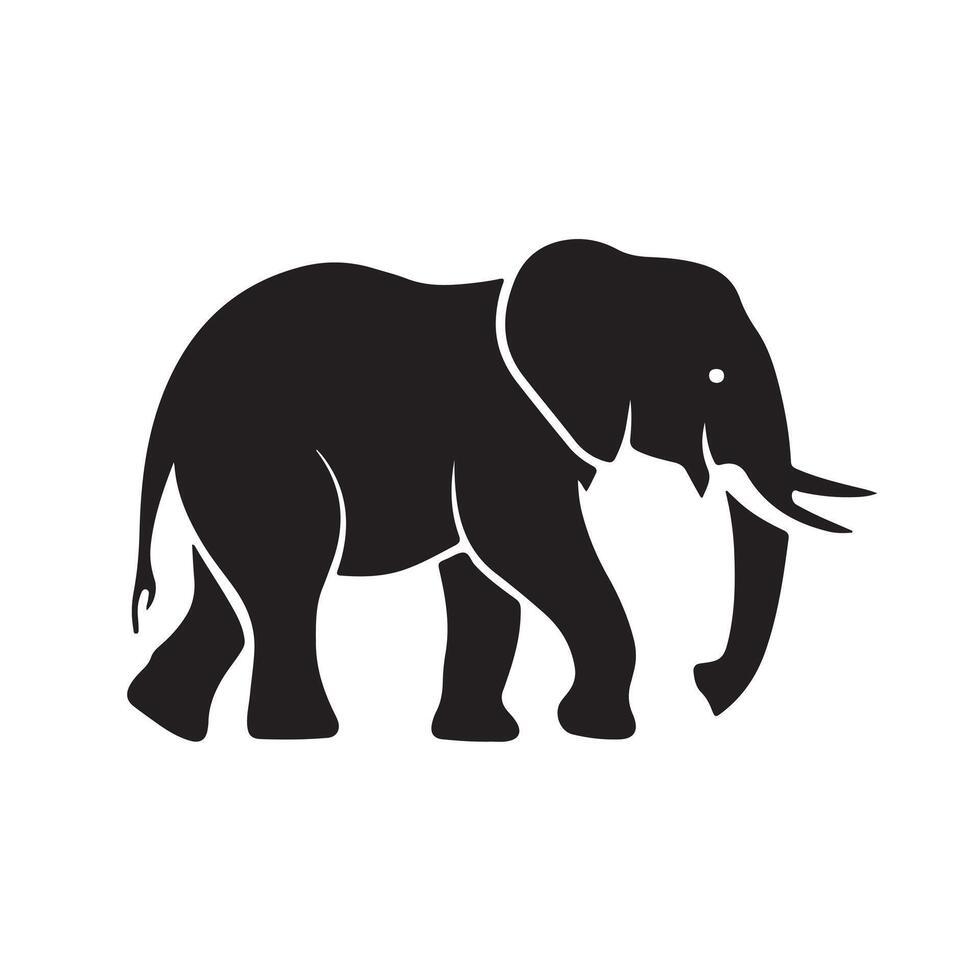 Elephant Silhouette Illustration - Minimalist Wildlife Animal Design vector