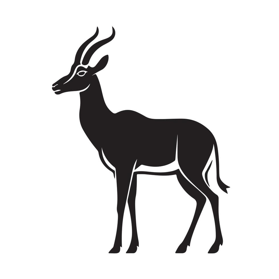 Graceful Antelope Silhouette Elegant Wildlife Illustration in Black and White vector