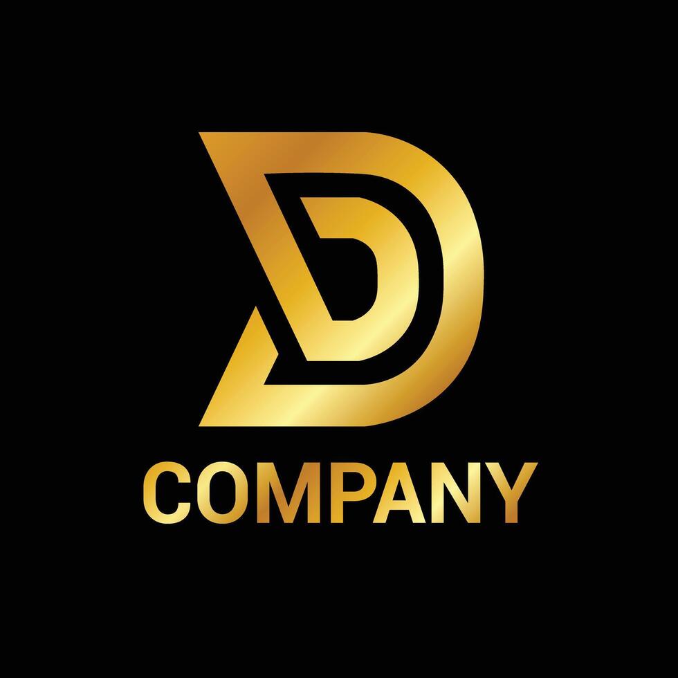 Golden creative d logo design vector