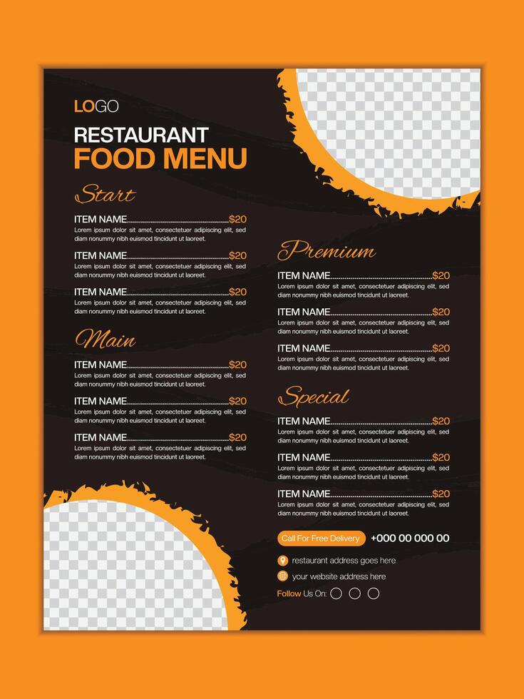 Delicious food menu and healthy food restaurant menu vector