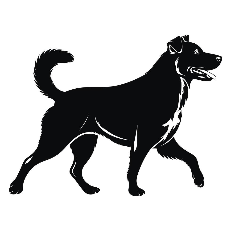 Walking Dog Silhouette Illustration - Minimalist Black Dog Design vector