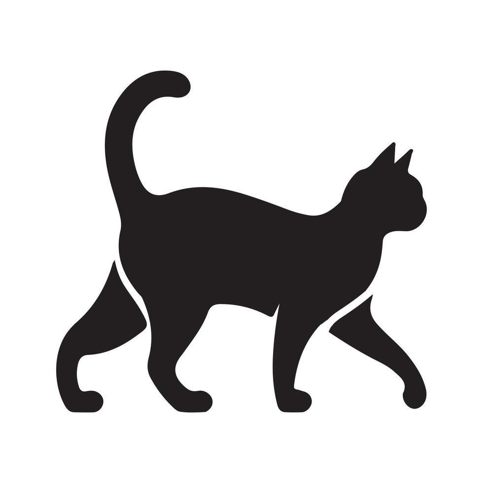 Cat Silhouette Minimalist Black Cat Design vector