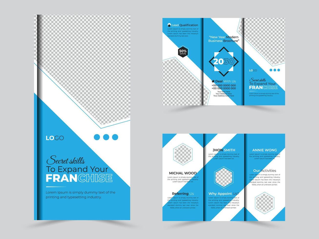 Professional creative trifold brochure cover and trifold brochure design vector