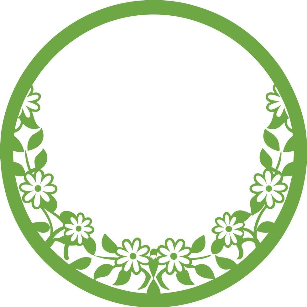 Stylized Botanical Wreath Minimalist Circular Frame Design vector