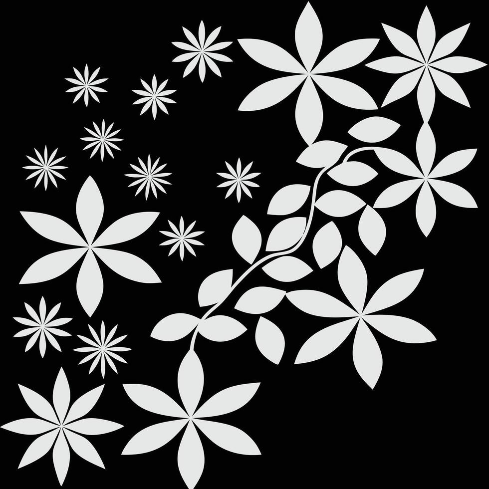 Hand-Drawn Floral Motif Black and White Seamless Pattern vector