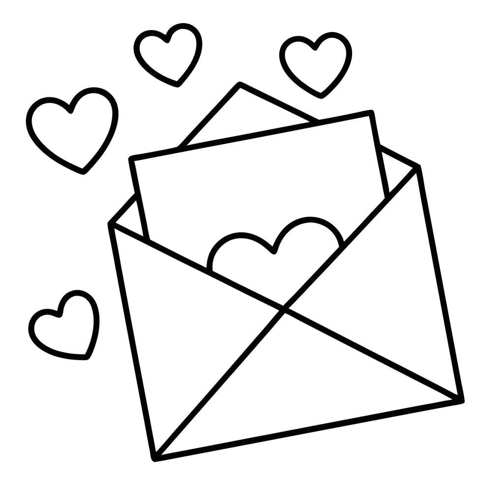 Envelope with Red Hearts Romantic Love Message Design vector
