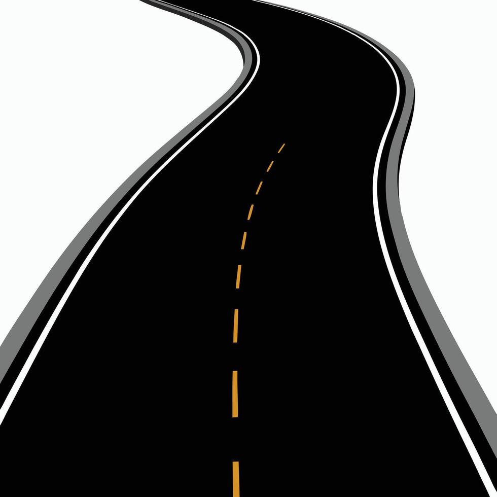 Road Trip Illustration Curving Asphalt Highway with Yellow Lines vector