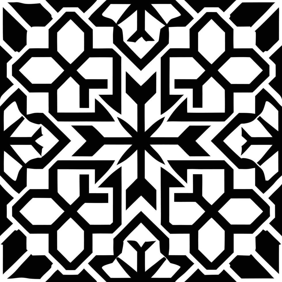 Modern Black Geometric Pattern Reflecting Islamic Art vector