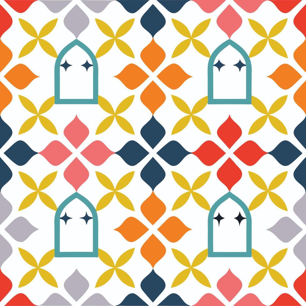 Ornamental Islamic Geometric Pattern in Black vector
