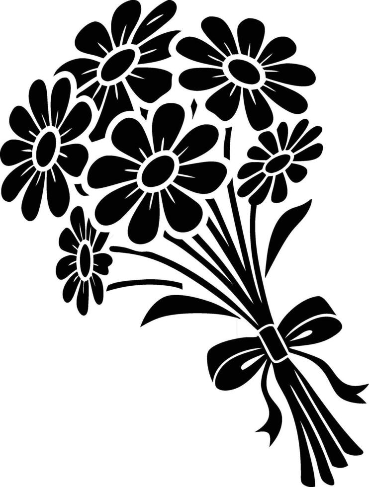 Delicate Daisy Line Art Minimalist Black and White Illustration vector