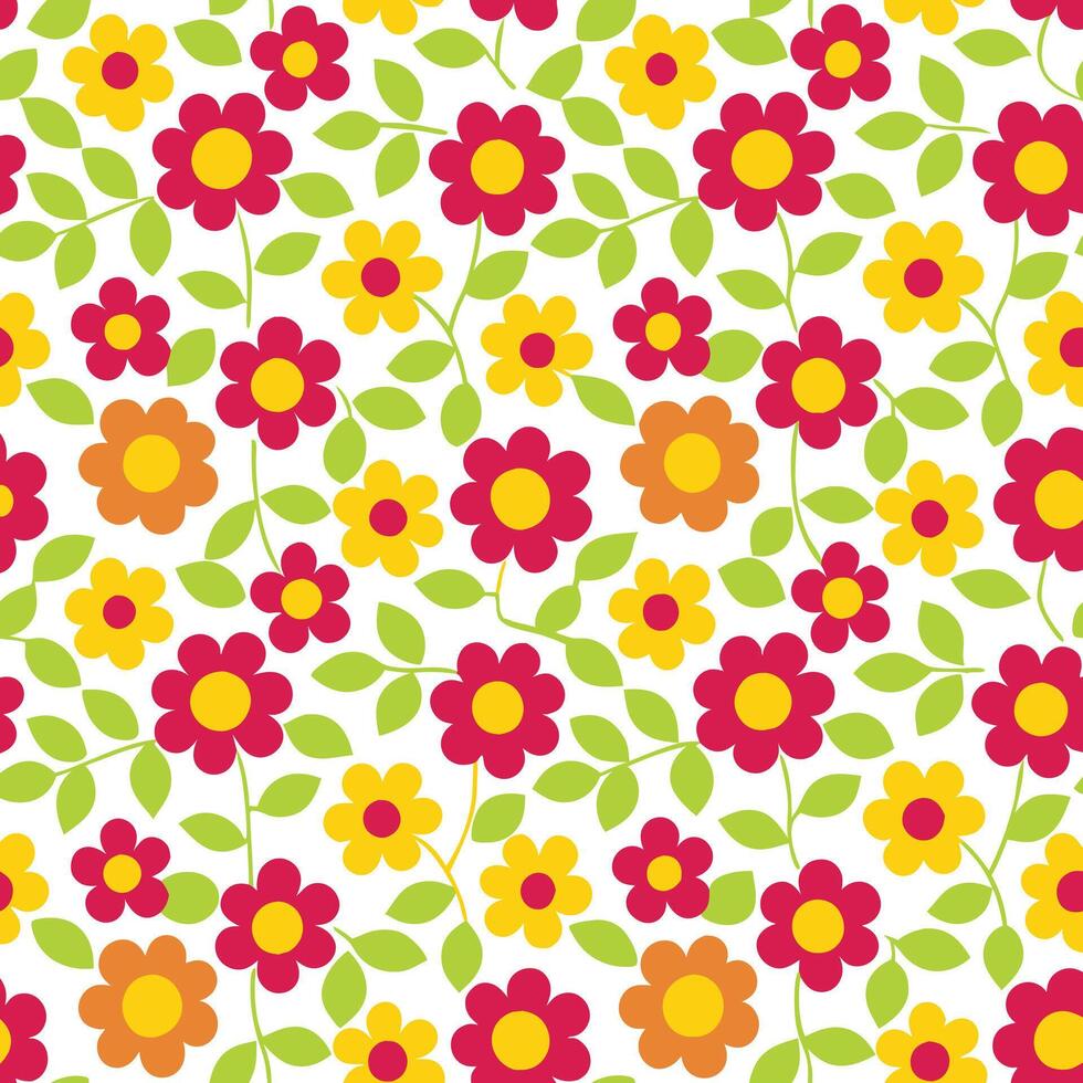 Floral Pattern with White Flowers Yellow Background Seamless Design vector