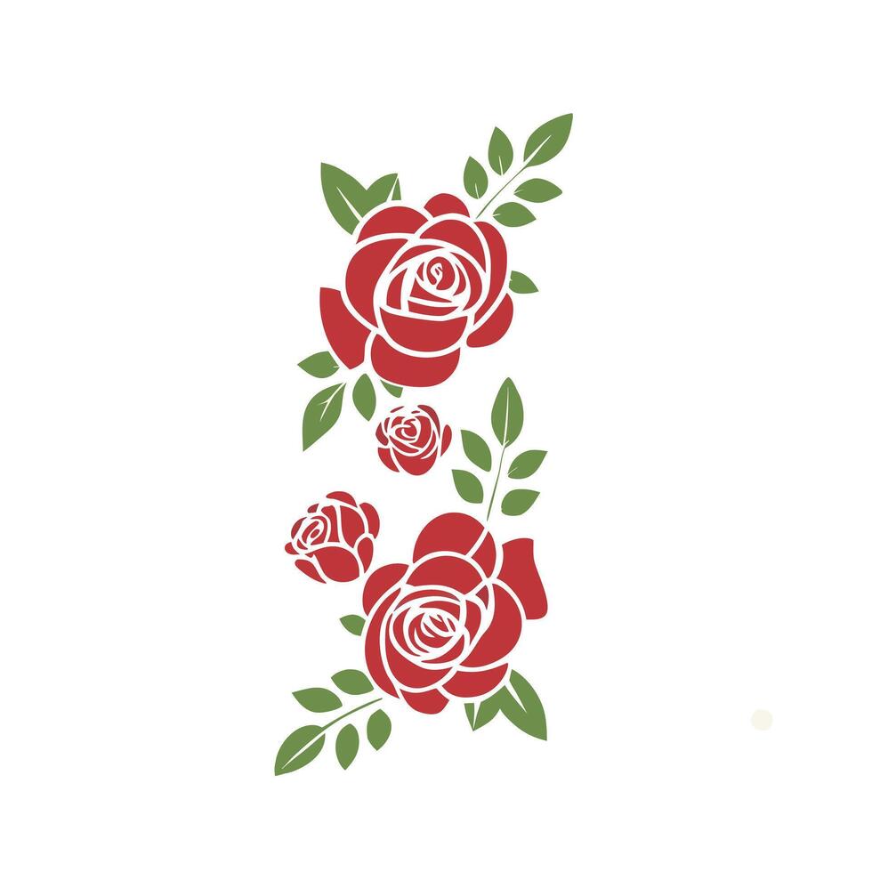Classic Red Rose Arrangement Botanical Illustration vector