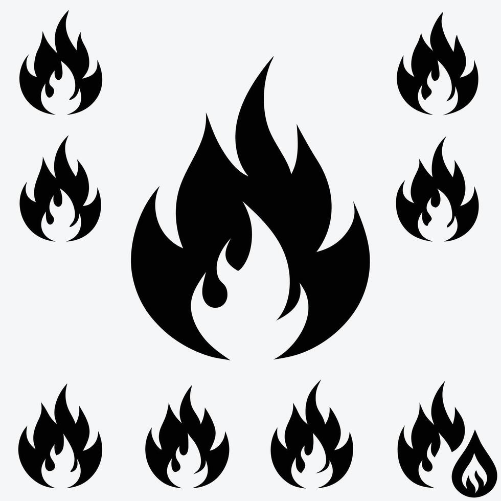 Stylized Fire Symbols Clean and Minimal Flame Icons vector