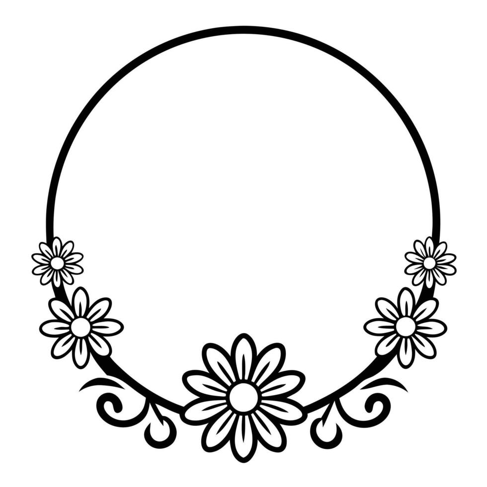 Vintage Botanical Frame Minimalist Black and White Design vector