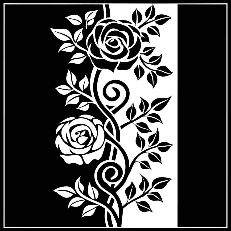 Stylized Floral Illustration Minimalist Rose Line Drawing vector