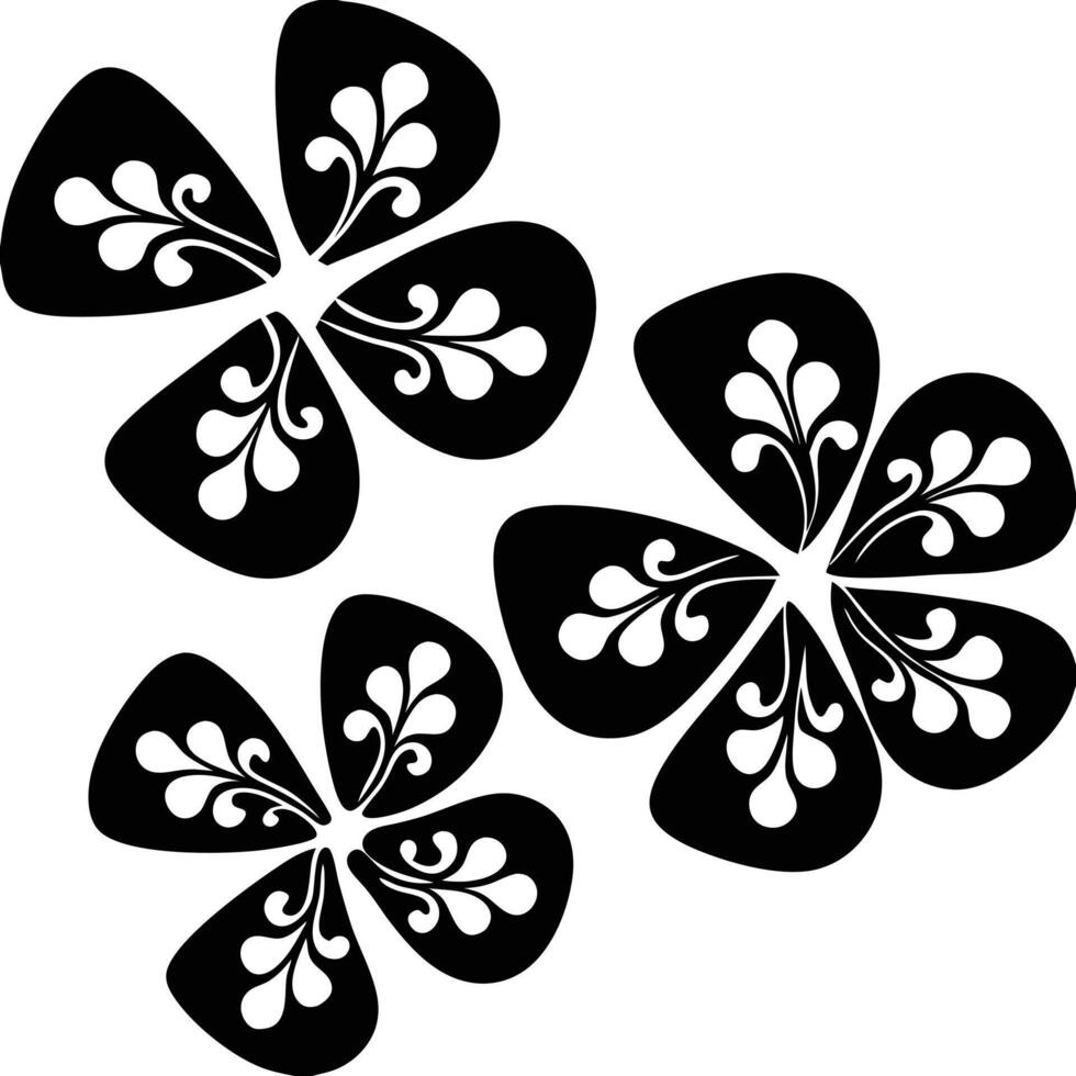 Stylized Floral Silhouettes Black and White Botanical Illustration vector