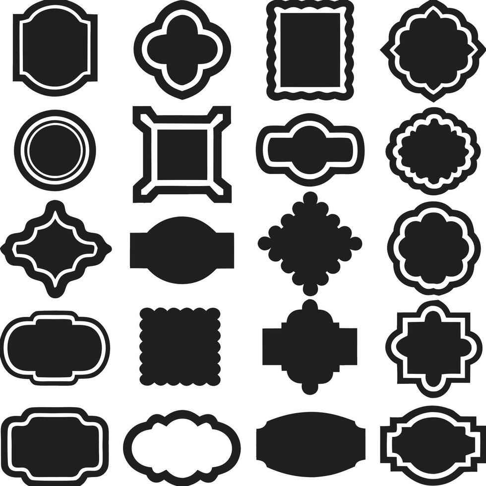 Black Silhouette Vintage Labels Elegant Decorative Frames vector