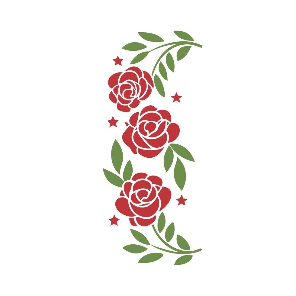 Vintage Red Roses Beautiful Stylized Floral Design vector
