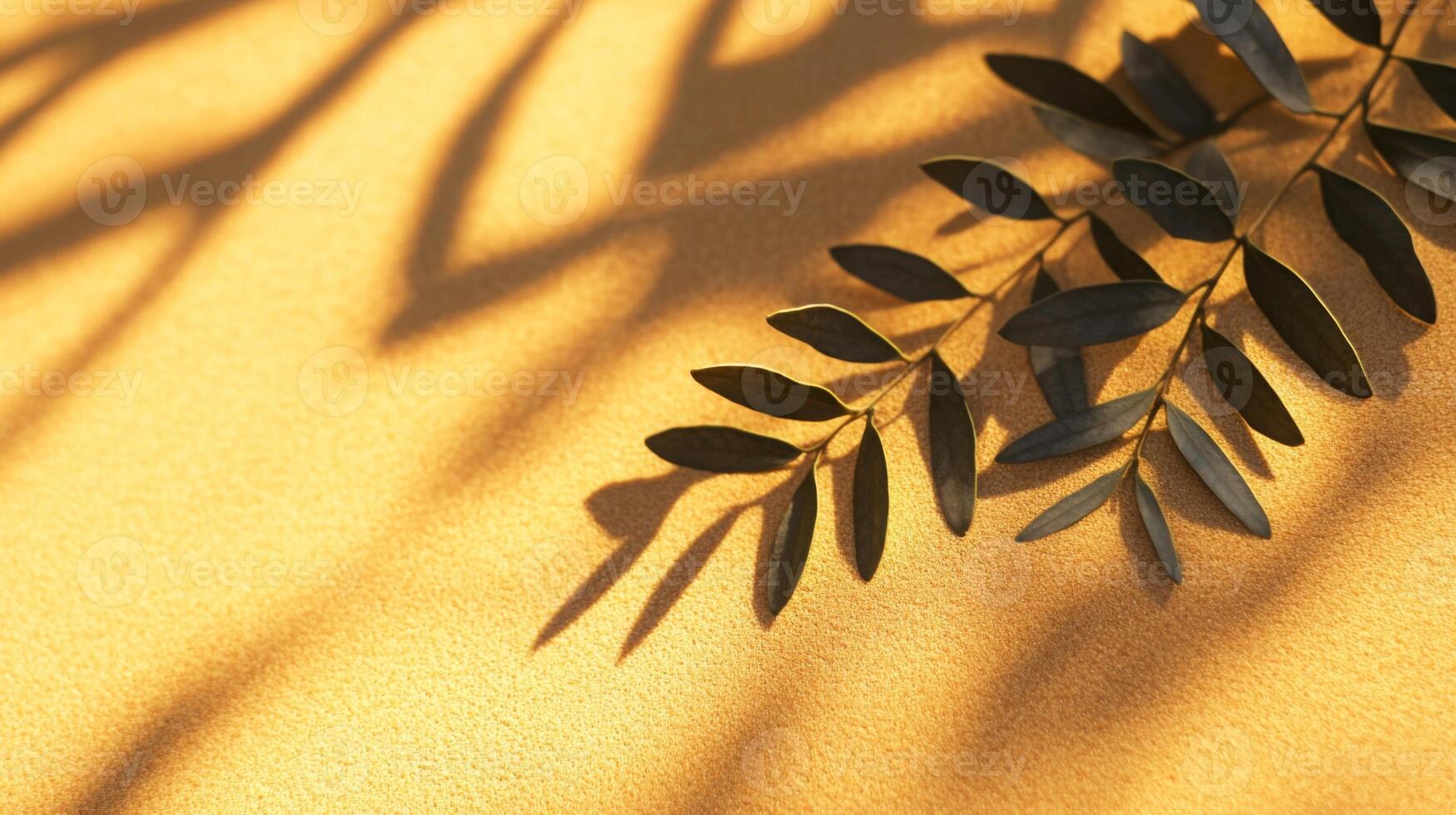 Botanical Serenity, Branch Silhouette on Golden Texture, Evoking Calmness and Simplicity photo