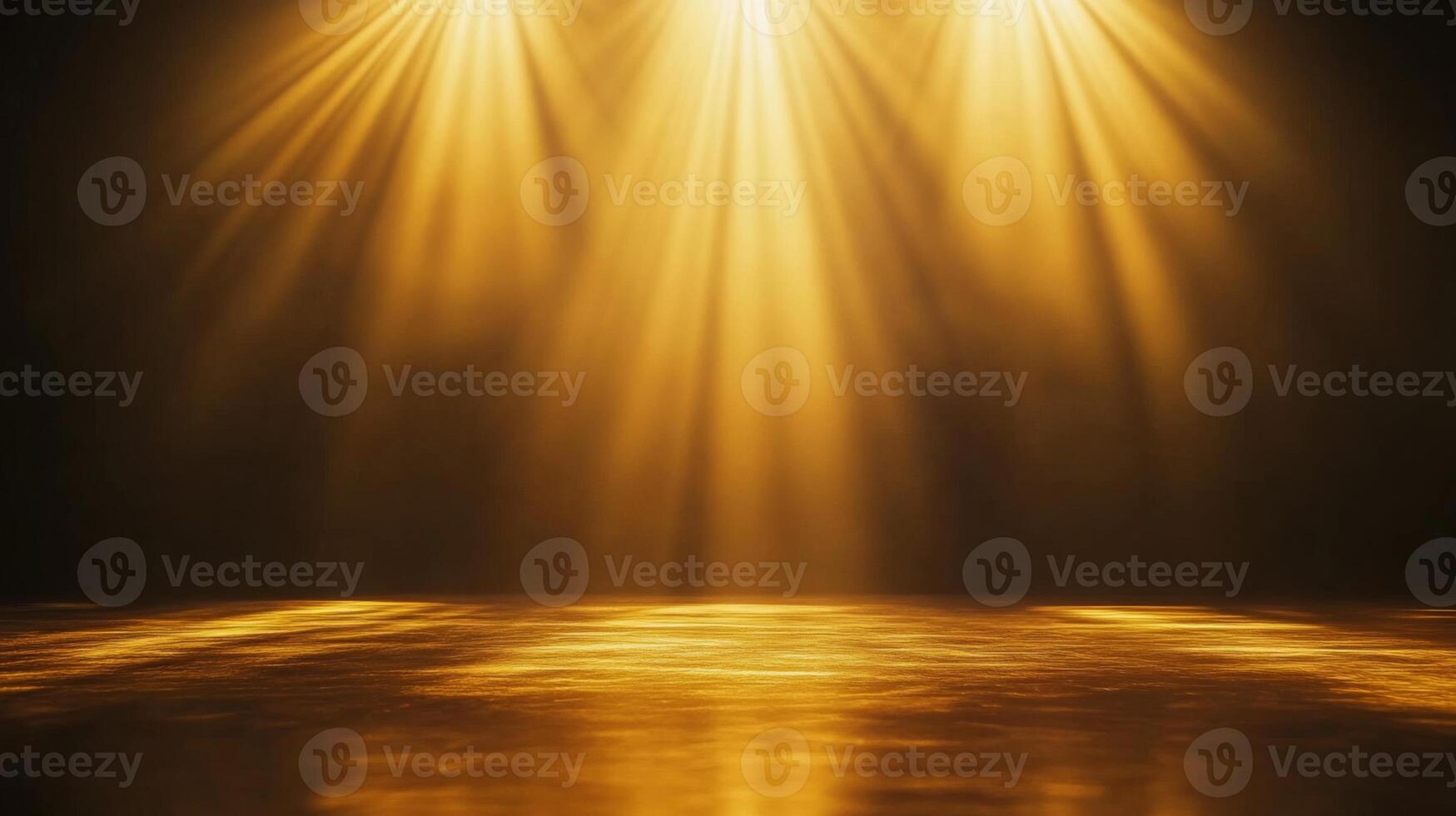 Golden illumination beams cascading down into a polished floor radiating a warm, amber glow photo
