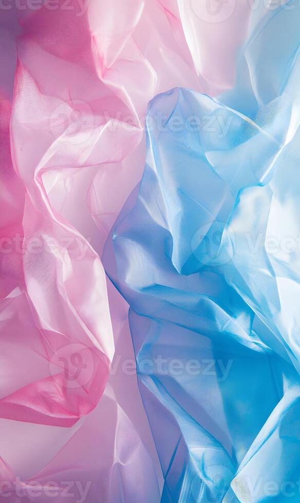 Translucent interplay of pink and blue fabric creating an ethereal and dreamy aesthetic photo