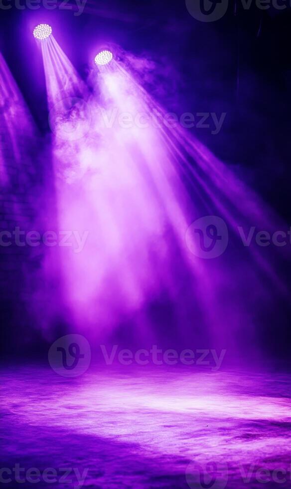 Captivating stage presence with powerful purple illumination and hazy atmospheric vapor photo
