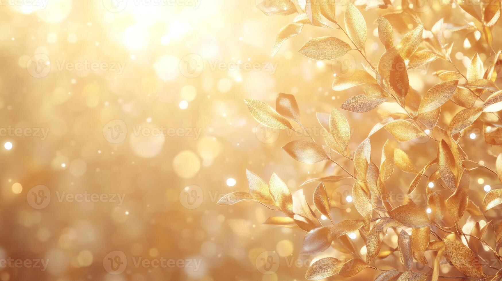 Gilded Foliage Shimmering in Radiant Light A Luxurious and Festive Botanical Dreamscape photo