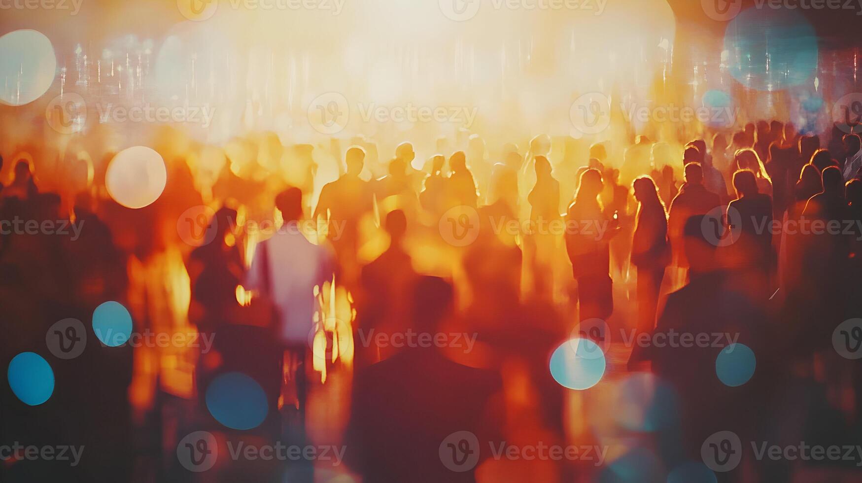 Abstract glowing crowd of people gathering in bright light for an event experience photo