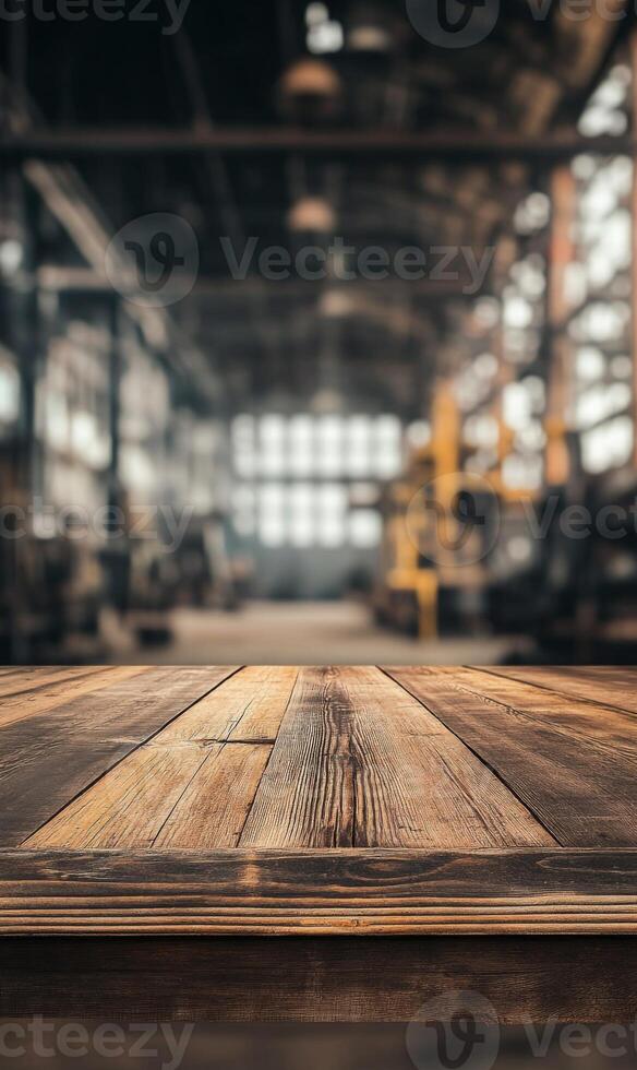 Rustic wooden surface showcasing industrial interior backdrop for product placement use photo