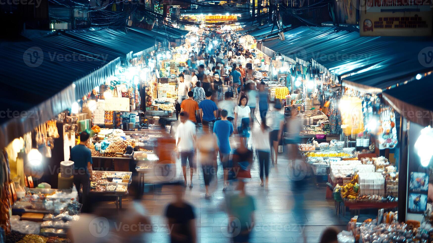 Vibrant Night Market Scene, A Captivating Glimpse of Urban Life and Cultural Exchange photo