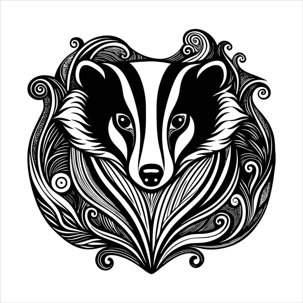 Badger in modern tribal tattoo abstract vector