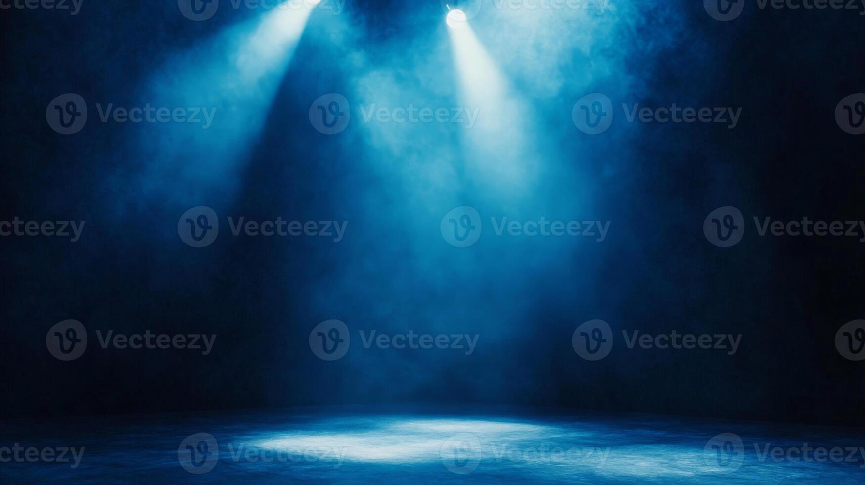 Dramatic stage illumination featuring vivid beams of light piercing through mystical smoke display photo