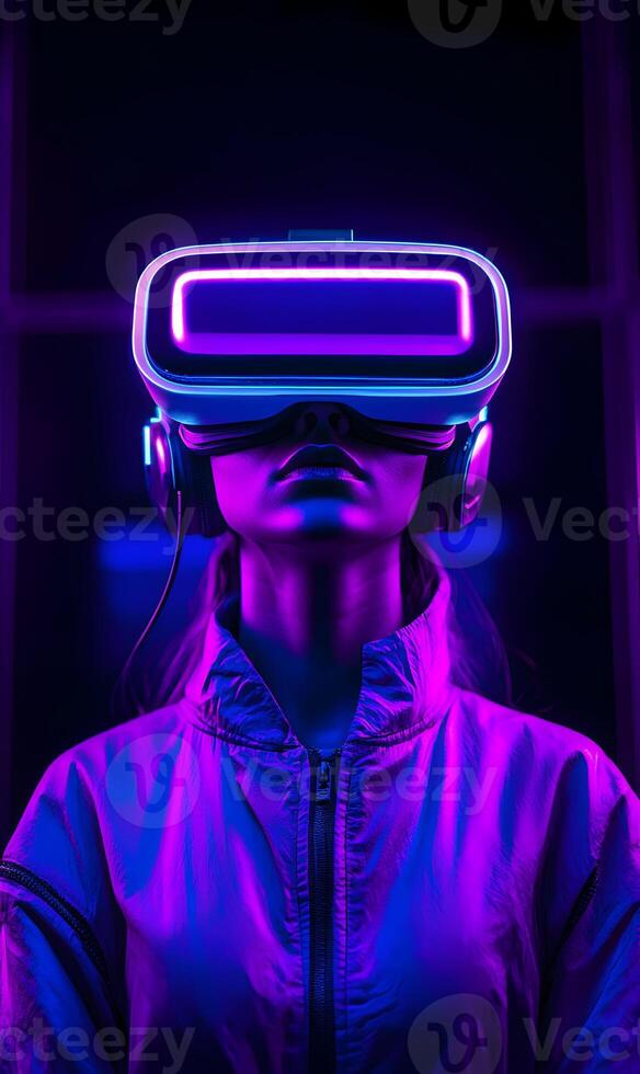 Immersive virtual reality experience with cutting edge technology and futuristic design photo